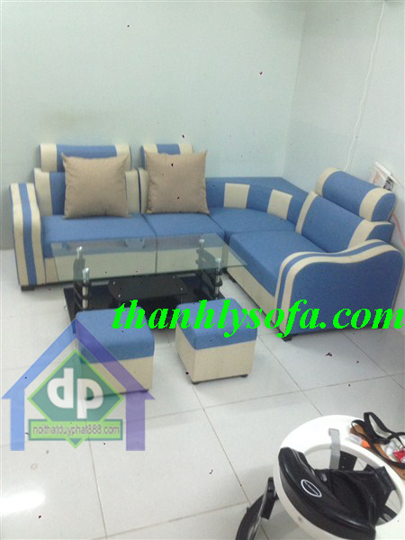 Thanh lý bộ sofa xọc trắng xanh mới 100% giá rẻ tại Hà Nội 1
